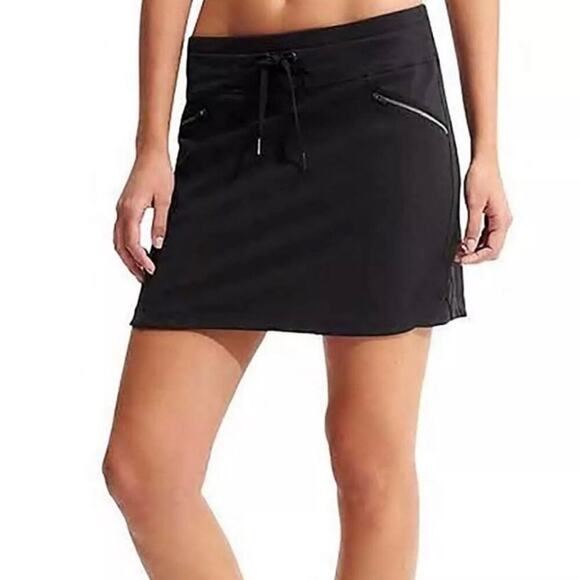 Athleta Black Metro Athletic Skort Tenniscore Pockets Drawstring Size Large - Picture 1 of 9